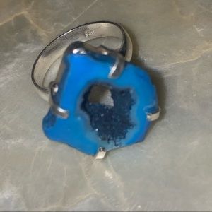 Druzy geode agate Natural Gemstone ring